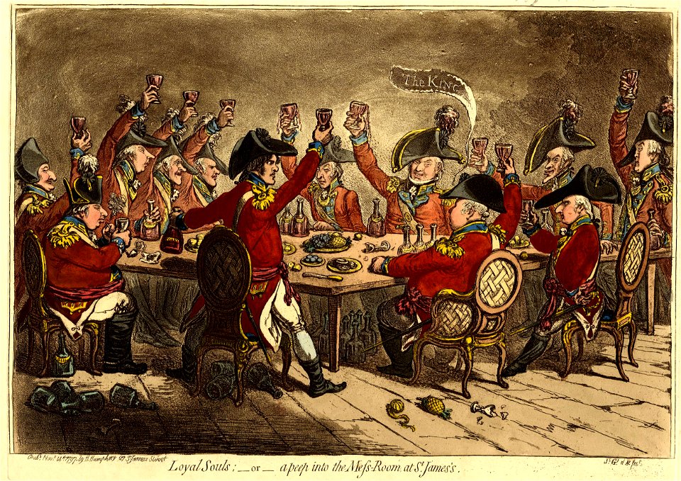 Loyal souls- -or-a peep into the mess-room, at St James's. (BM 1868,0808.6662)