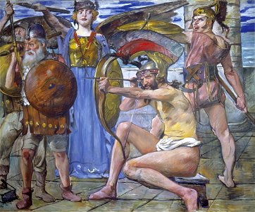 Lovis Corinth - Wandschmuck der Villa Katzenellenbogen (Odysseus im Kampf mit den Freiern). Gemäldezyklus von insgesamt 11 Bildern - BG-M 2302-80-1-6 - Berlinische Galerie