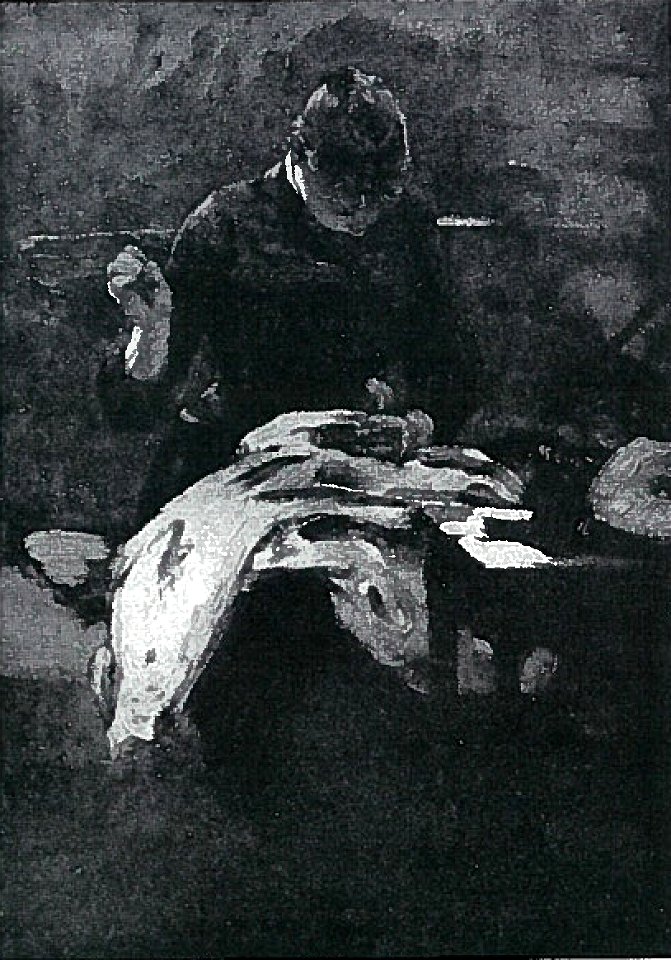 Lovis Corinth BC 58 Nähendes Mädchen sw