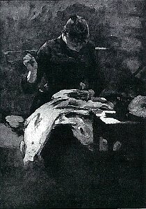 Lovis Corinth BC 58 Nähendes Mädchen sw