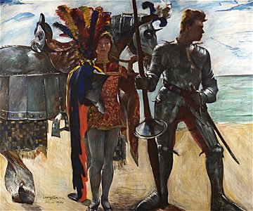 Lovis Corinth - Wandschmuck der Villa Katzenellenbogen (Ruggiero und Knappe). Gemäldezyklus von insgesamt 11 Bildern - BG-M 2302-80-5-6 - Berlinische Galerie