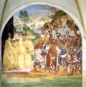 Luca Signorelli - Life of St Benedict, Scene 28 - Benedict Recognizes and Receives Totila - WGA21275
