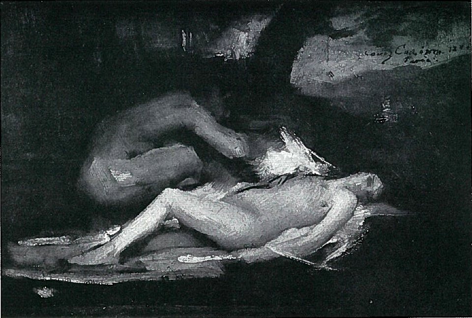 Lovis Corinth BC 28 Liebespaar 1885 sw