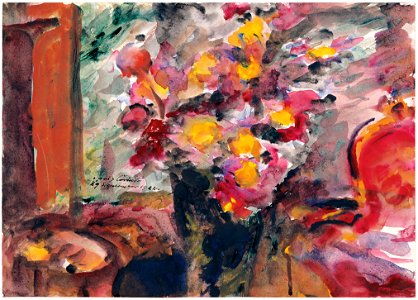 Lovis Corinth - Flower Vase on a Table, 1922 - Google Art Project