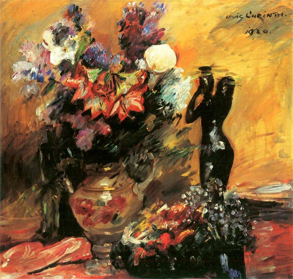 Lovis Corinth Kalla und Flieder mit Bronzefigur 1920