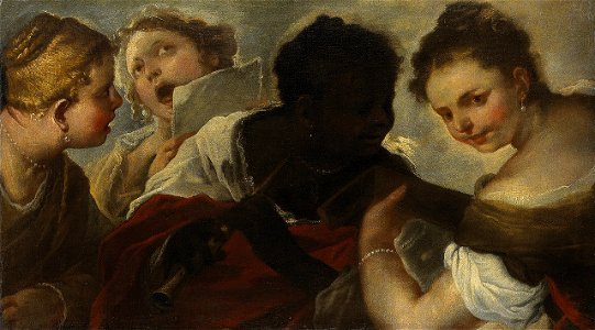 Luca Giordano - Four Women Making Music - 321 - Rijksmuseum. Free illustration for personal and commercial use.