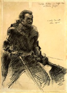 Lovis Corinth Rittner in Florian Geyer Kreidezeichnung