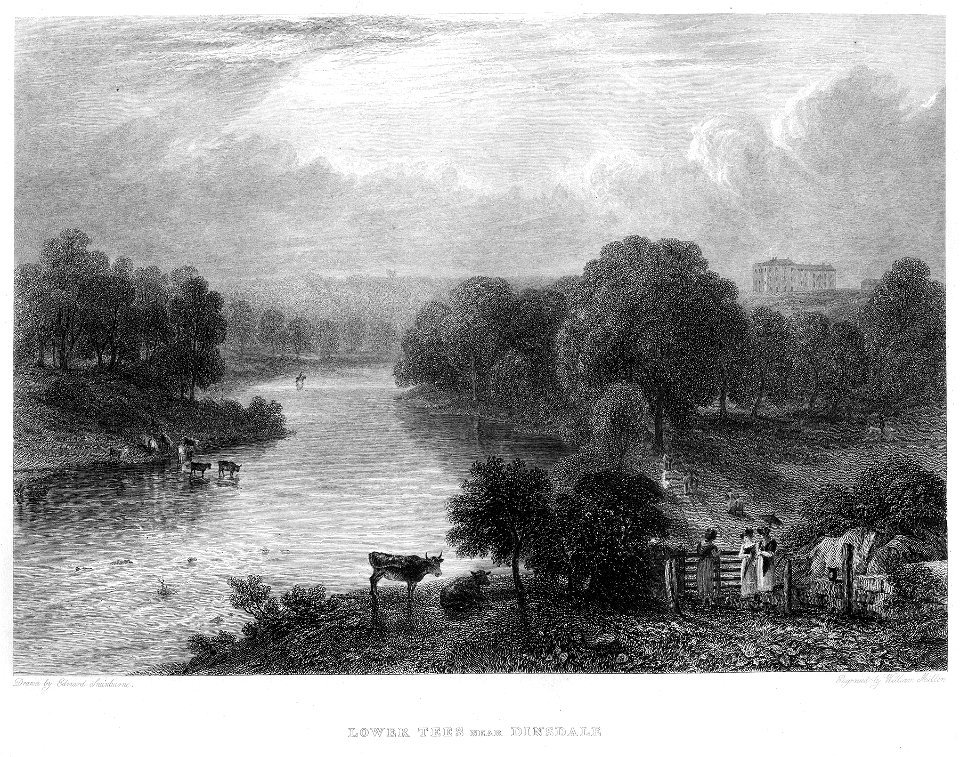 Lower Tees near Dinsdale engraving by William Miller after Edward Swinburne