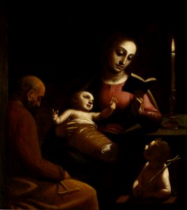 Luca Cambiaso - Holy Family with St John the Baptist - Google Art Project. Free illustration for personal and commercial use.
