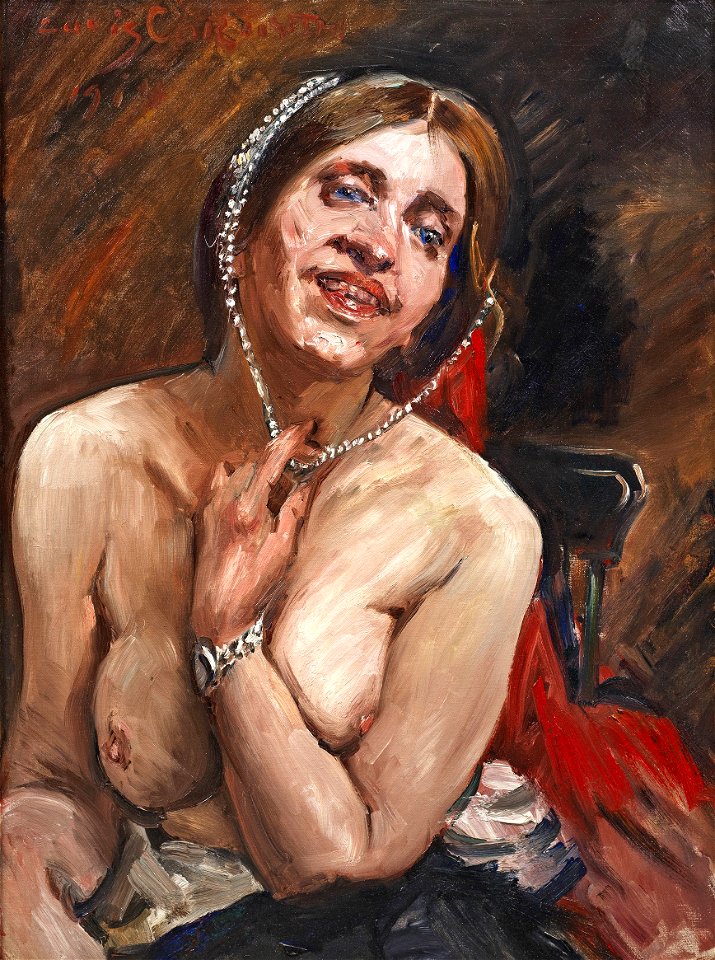 Lovis Corinth - Weiblicher Halbakt im Sessel (Die Schauspielerin Gertrud Eysoldt), 1914