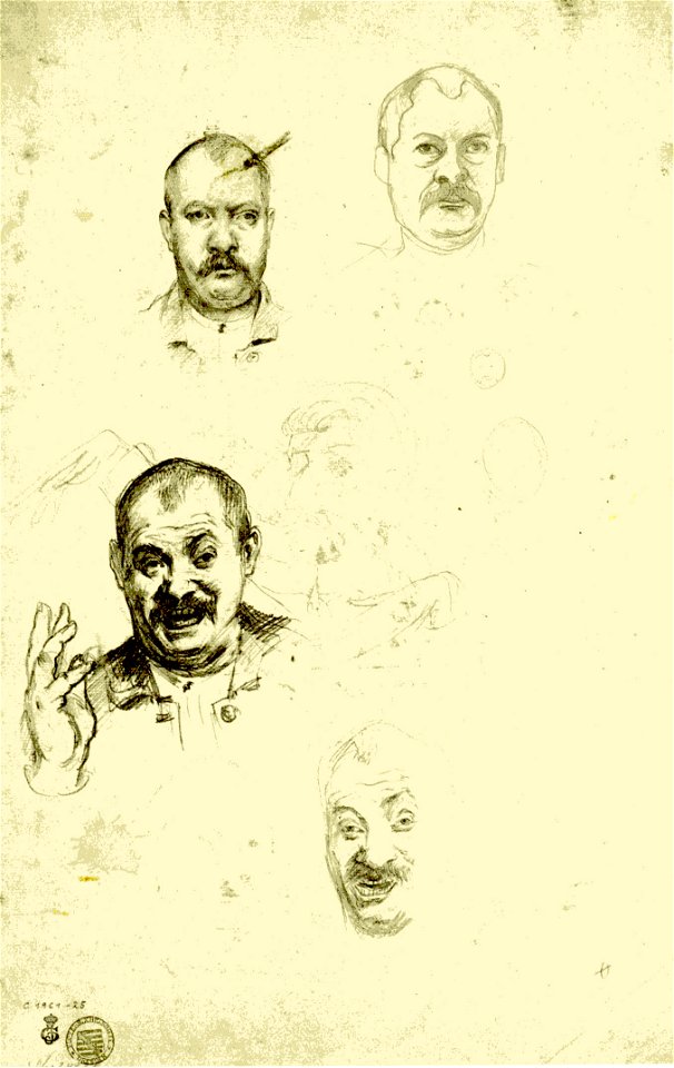 Lovis Corinth Selbstbildnisse auf einem Studienblatt 1895 02