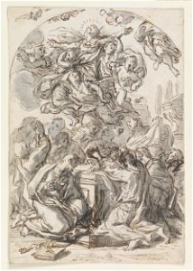Luca Giordano - Assumption of the Virgin; verso- Head of a Woman and Child - Google Art Project