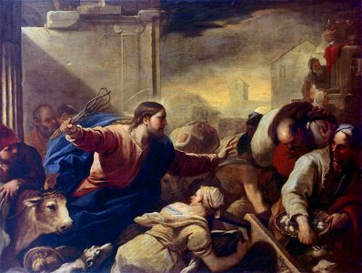 Luca Giordano - Expulsion of the Moneychangers from the Temple - WGA9007FXD. Free illustration for personal and commercial use.