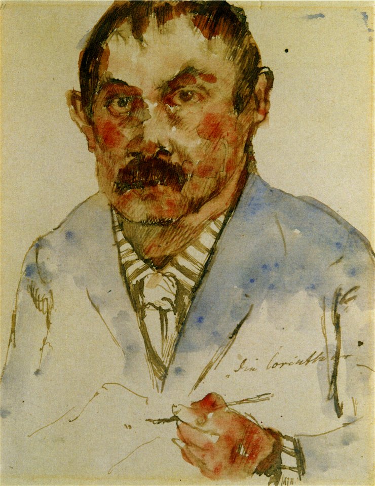 Lovis Corinth Selbstbildnis mit Pinsel in der Hand 1918
