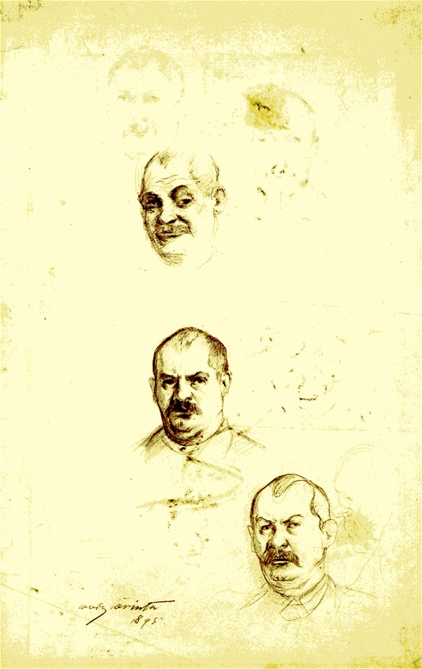 Lovis Corinth Selbstbildnisse auf einem Studienblatt 1895