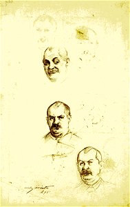 Lovis Corinth Selbstbildnisse auf einem Studienblatt 1895
