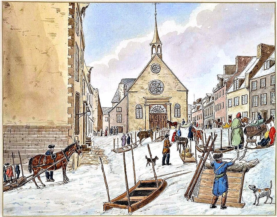 Lower Market with Notre Dame des Victoires Church