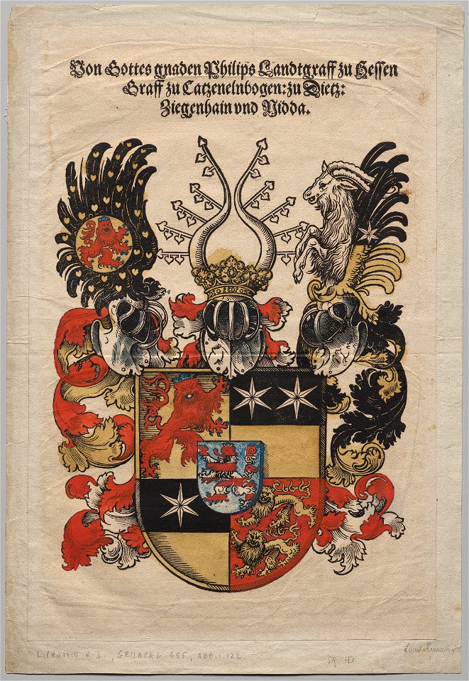 Lucas Cranach (German, 1515-1586) - Coat of Arms of Philip, Landgrave of Hesse - 2017.275 - Cleveland Museum of Art