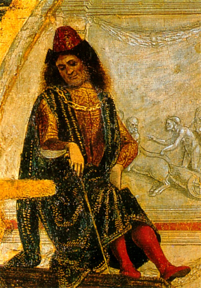 Luca signorelli, stendardo della flagellazione, flagellazione, dettaglio pilato
