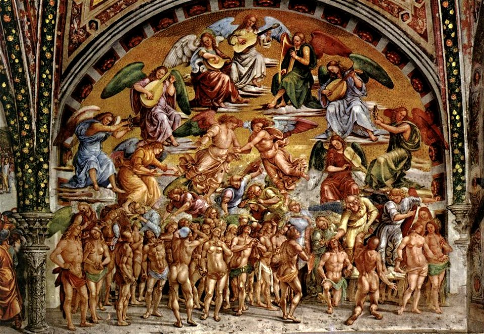 Luca signorelli, cappella di san brizio, eletti in paradiso 01
