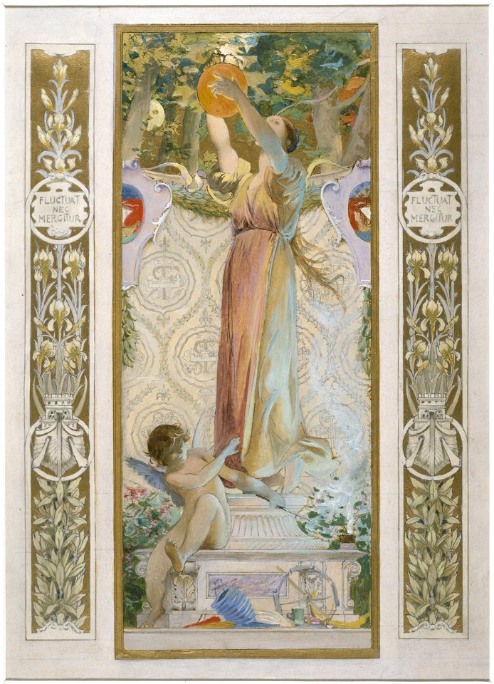 Luc-Olivier Merson - Esquisse pour l'escalier des Fêtes de l'Hôtel de Ville de Paris , L'éclairage des fêtes - PPP4139 - Musée des Beaux-Arts de la ville de Paris
