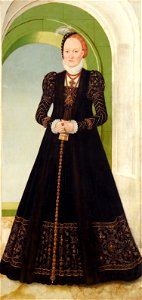 Lucas Cranach d. J., , Schloss Ambras Innsbruck - Anna von Dänemark (1532-1585), Kurfürstin von Sachsen, Bildnis in ganzer Figur - GG 3141 - Kunsthistorisches Museum
