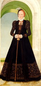 Lucas Cranach d. J., , Schloss Ambras Innsbruck - Anna von Dänemark (1532-1585), Kurfürstin von Sachsen, Bildnis in ganzer Figur - GG 3141 - Kunsthistorisches Museum. Free illustration for personal and commercial use.