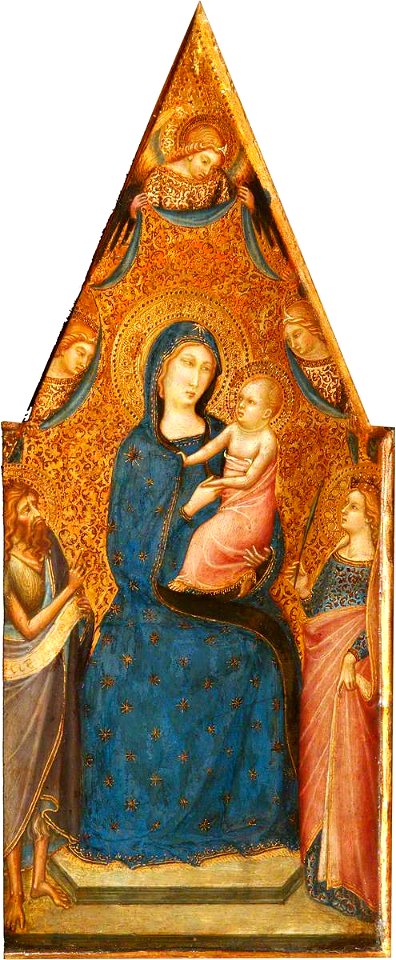 Luca di Tommè (c.1330-1399) - The Madonna and Child Enthroned with Three Angels, Saint John the Baptist and Saint Catherine - 1246463 - National Trust