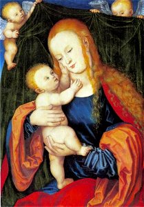 Lucas Cranach (I) - Maria en kind - 847 - Städel Museum. Free illustration for personal and commercial use.