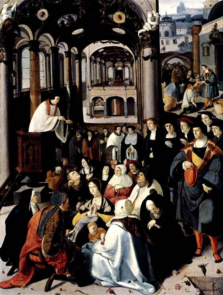 Lucas van Leyden - Preaching in the Church - WGA12934