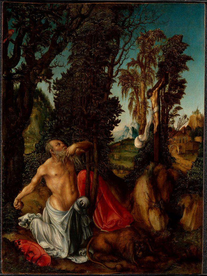 Lucas Cranach d. Ä., , Kunsthistorisches Museum Wien, Gemäldegalerie - Büßender Hl. Hieronymus - GG 6739 - Kunsthistorisches Museum