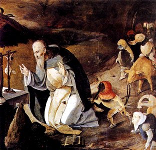 Lucas van Leyden - The Temptation of St Anthony - WGA12935. Free illustration for personal and commercial use.