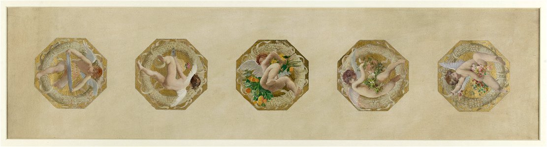 Luc-Olivier Merson - Esquisse pour l'Hôtel de Ville de Paris, escalier des Fêtes , les génies des fêtes - PPP4140 - Musée des Beaux-Arts de la ville de Paris