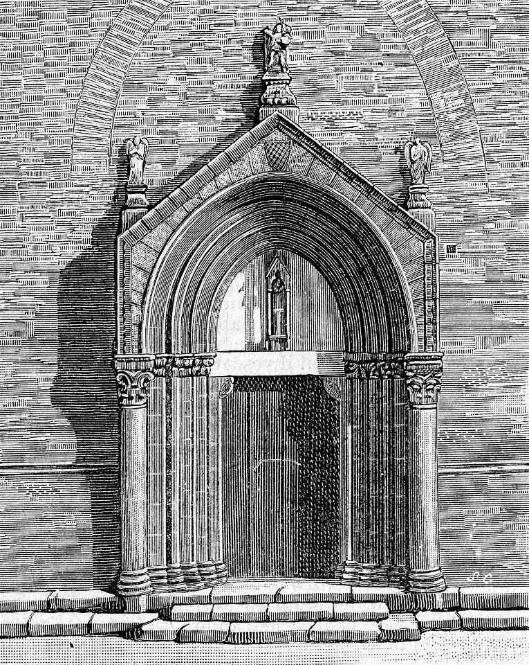 Lucera – Porta principale del Duomo (xilografia)