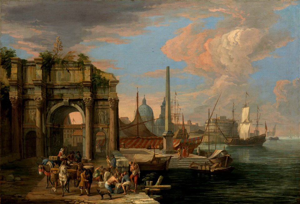 Luca Carlevarijs (Udine 1663-Venice 1730) - A Capriccio View of a Harbour - RCIN 405314 - Royal Collection