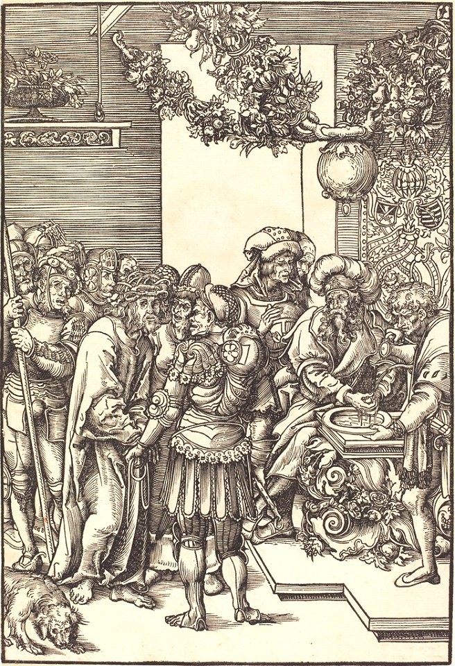 Lucas Cranach, o Velho - Série da Paixão de Cristo - Pilatos lavando as mãos