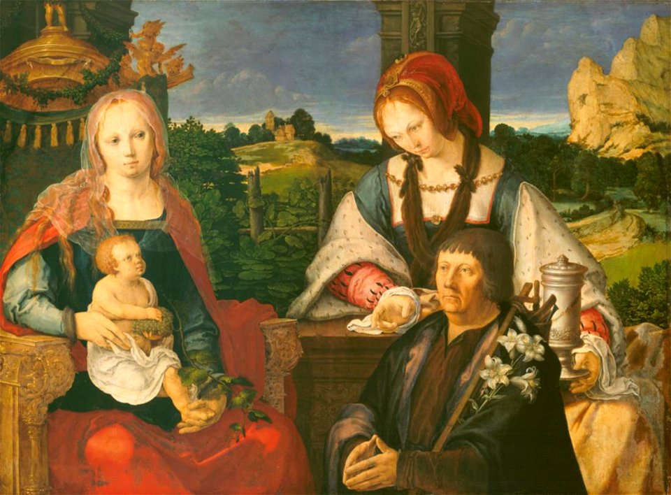 Lucas van Leyden-aria mit dem Kinde, der hl. Maria Magdalena und einem Stifter