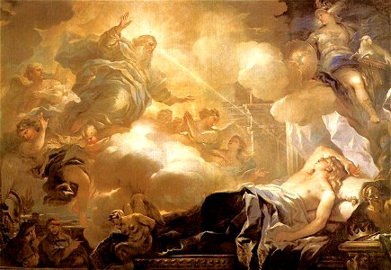 Luca Giordano - Dream of Solomon - WGA09004. Free illustration for personal and commercial use.