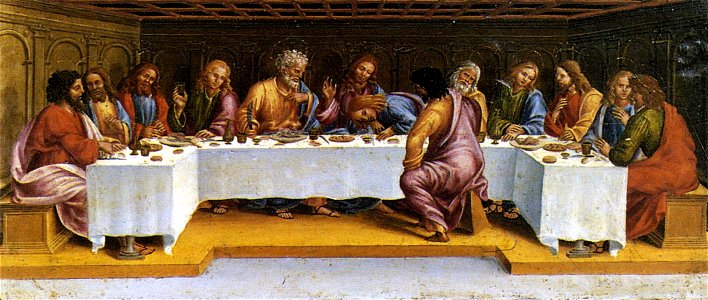 Luca signorelli, compianto, cortona, predella, 02 ultima cena