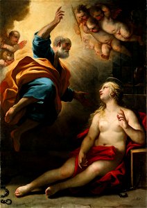 Luca Giordano - Saint Peter healing Saint Agatha. Free illustration for personal and commercial use.