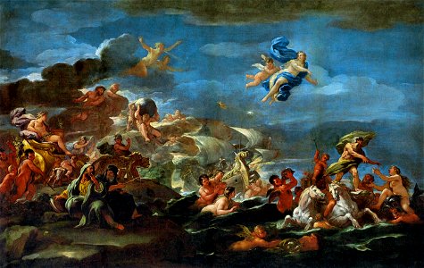 Luca Giordano - The Triumph of Bacchus Neptune and Amphitrite. Free illustration for personal and commercial use.