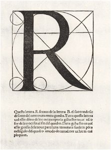 Luca Pacioli, De divina proportione, Letter R. Free illustration for personal and commercial use.