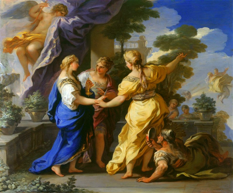 Luca Giordano (Naples 1634-Naples 1705) - Psyche's Sisters Giving her a Lamp and a Dagger - RCIN 402959 - Royal Collection