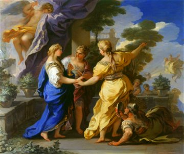 Luca Giordano (Naples 1634-Naples 1705) - Psyche's Sisters Giving her a Lamp and a Dagger - RCIN 402959 - Royal Collection