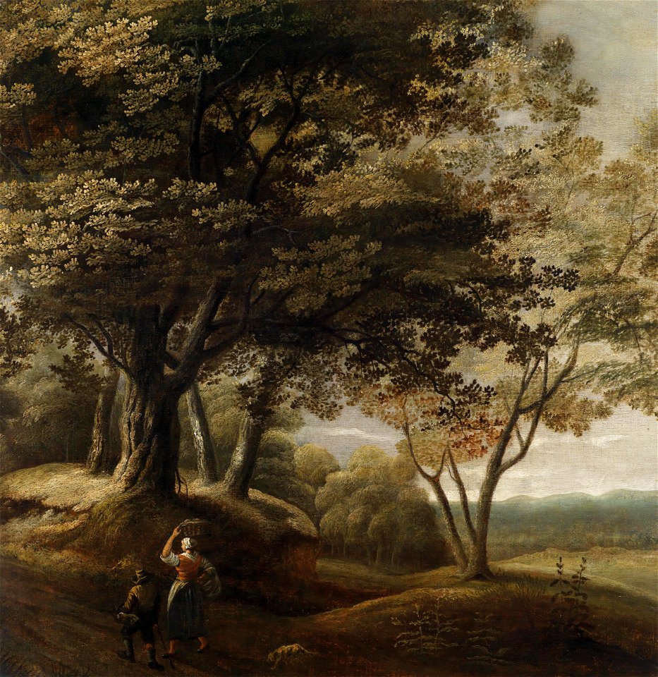 Lucas Achtschellinck (attr) Bewaldete Landschaft mit Wanderern