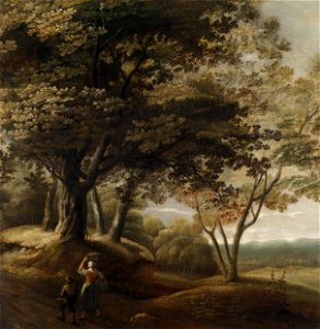 Lucas Achtschellinck (attr) Bewaldete Landschaft mit Wanderern