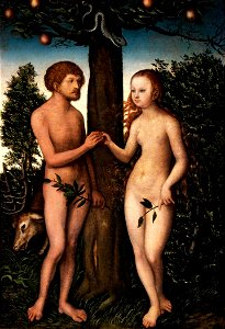 Lucas Cranach - Adão e Eva, 1530. Free illustration for personal and commercial use.