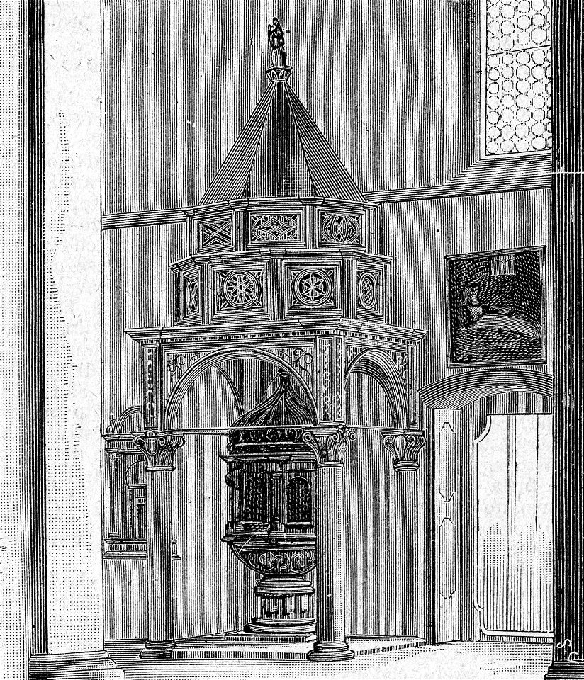 Lucera – Battistero nel Duomo (xilografia)