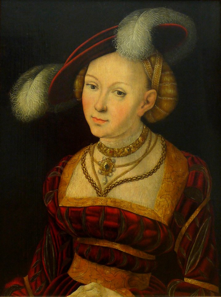 Lucas Cranach d.Ä. - Weibliche Halbfigur mit Federhut (Staatsgalerie Aschaffenburg)