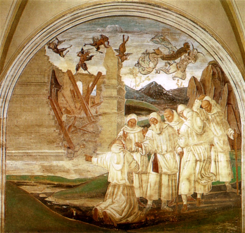 Luca signorelli, storie di san benedetto a monteoliveto, dio punisce fiorenzo